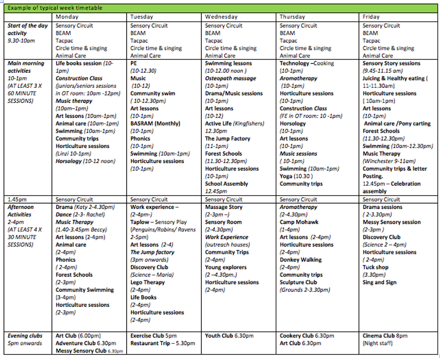 Typical-week-timetable