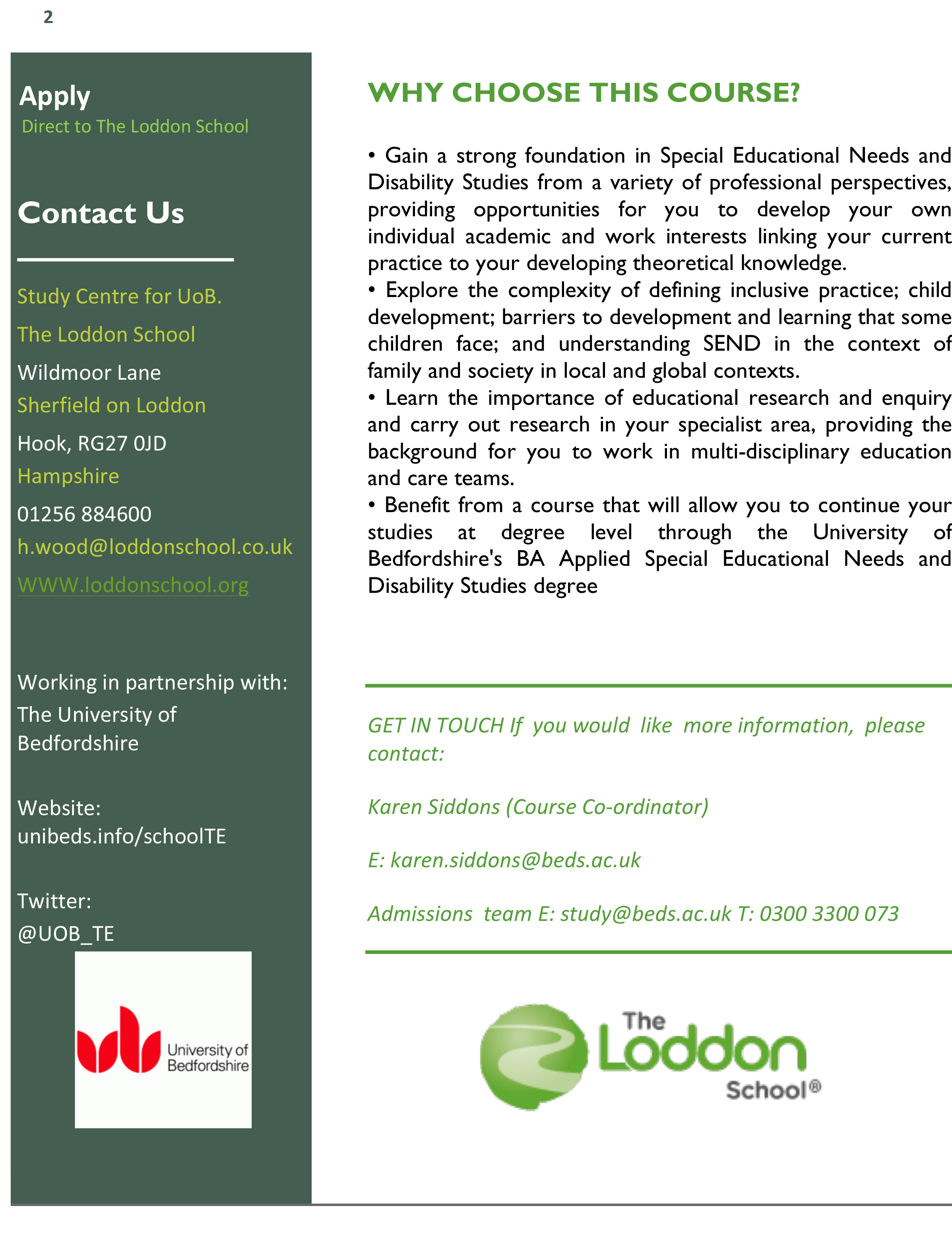 UniversityofBedfordshiredegreeleaflet2 The Loddon School