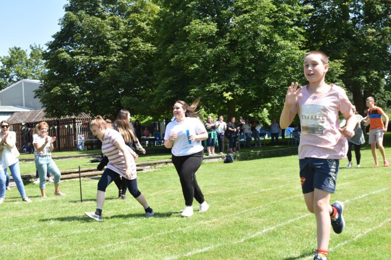 group of people doing a race