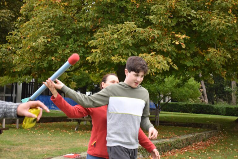 boy throwing a foam javelin